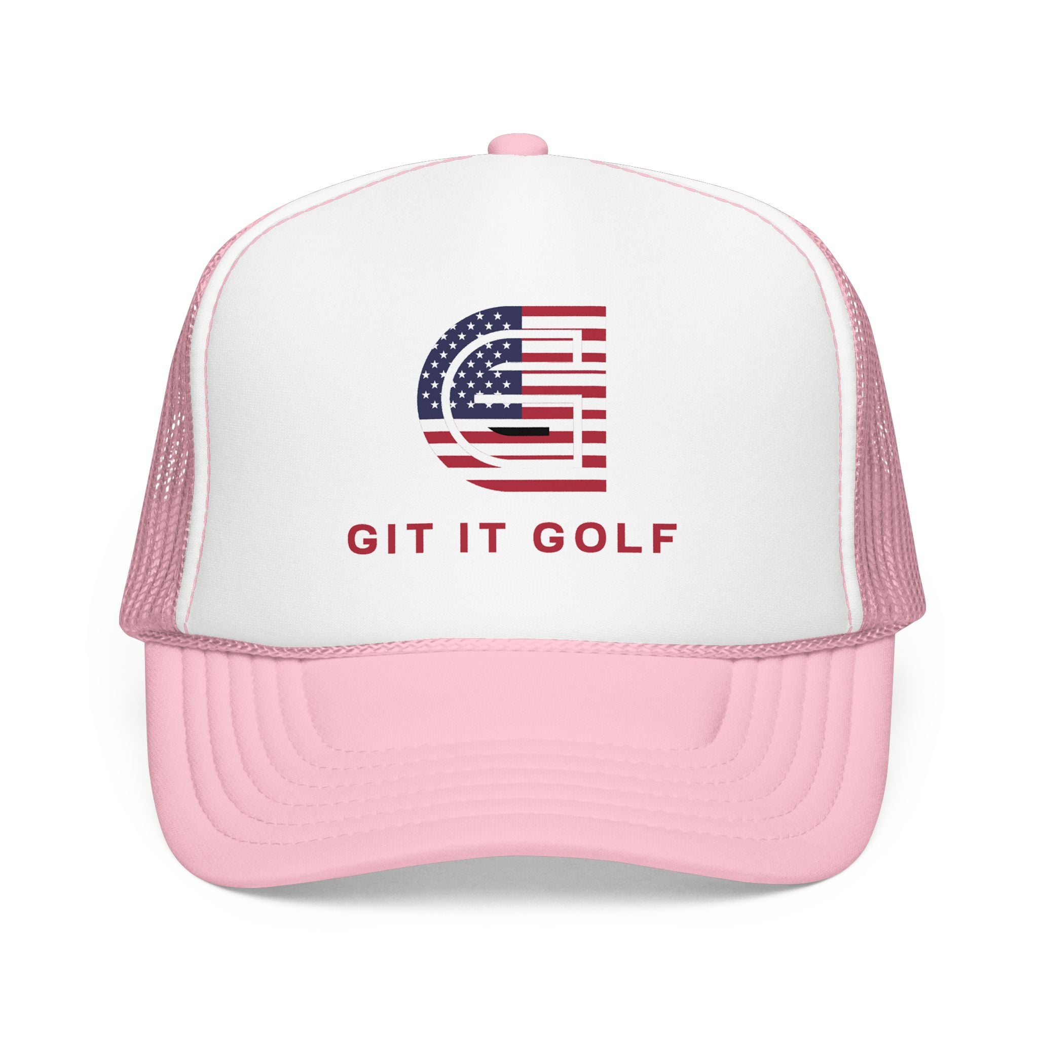 American Flag Golf Trucker Hat — "Git It Golf" Foam Cap