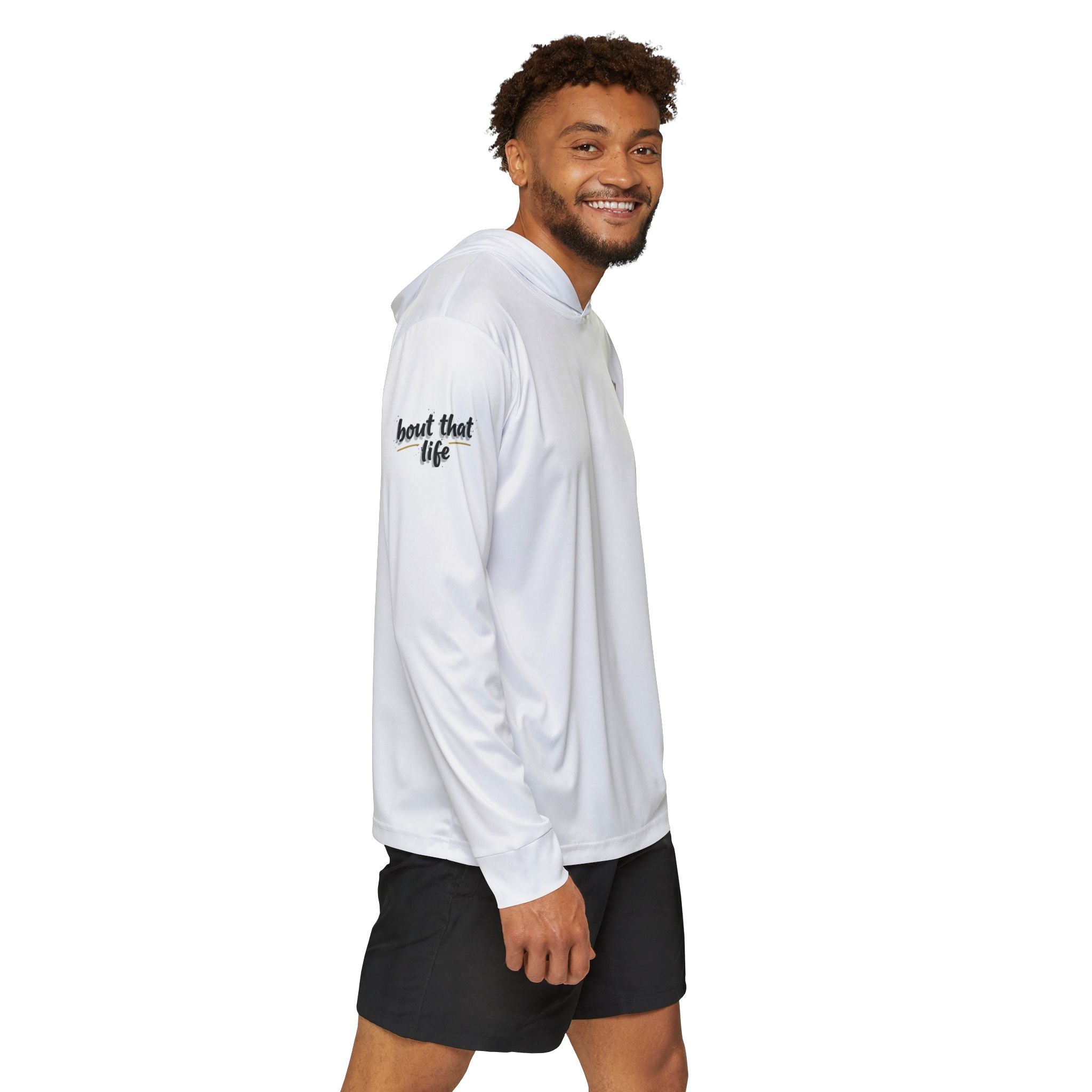 Men's Sports Warmup Hoodie — 'Day at Sea' Nautical Shell Logo