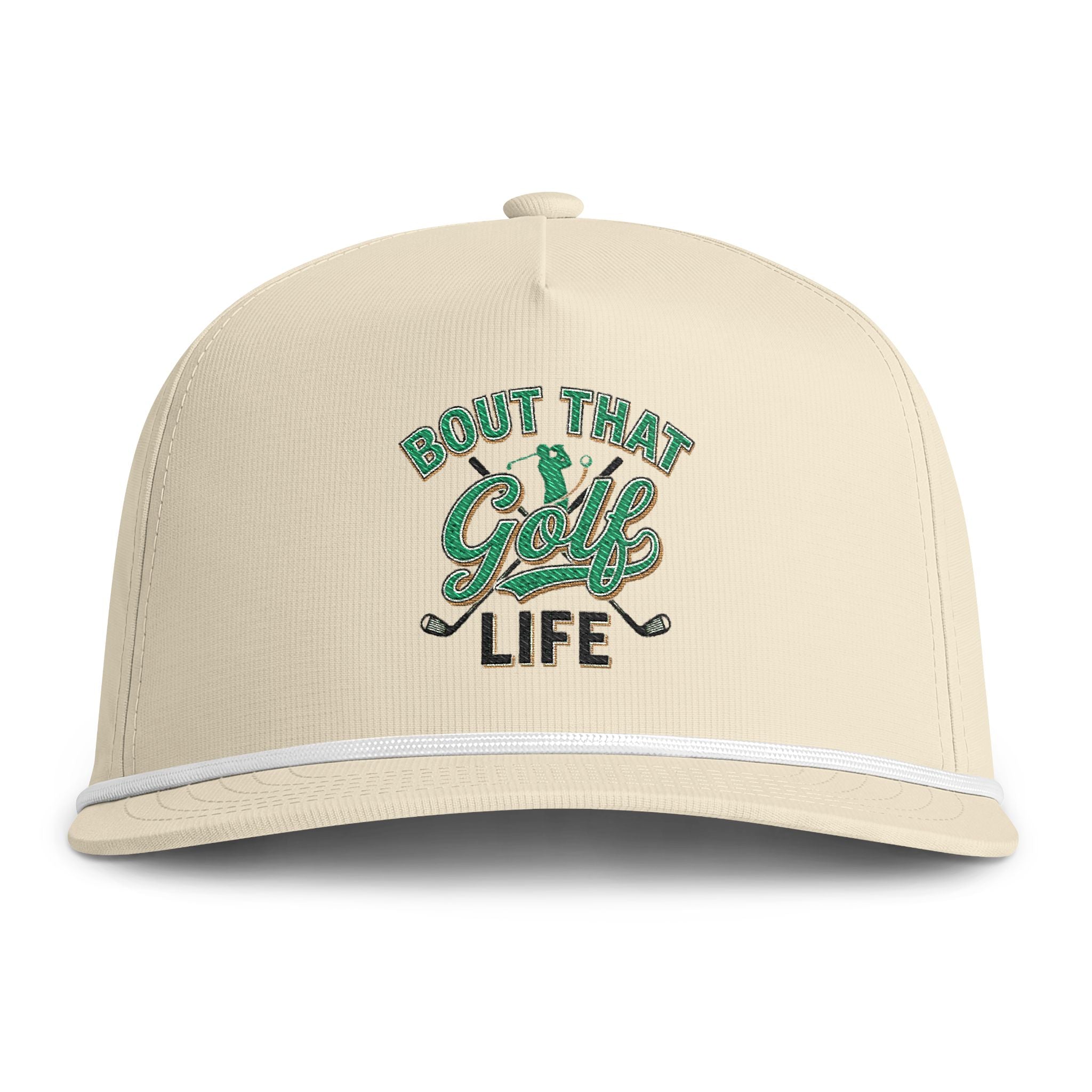 Golf Life Rope Cap — "Bout That Golf Life" Embroidered Sunwashed Hat
