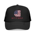 American Flag Golf Trucker Hat — "Git It Golf" Foam Cap