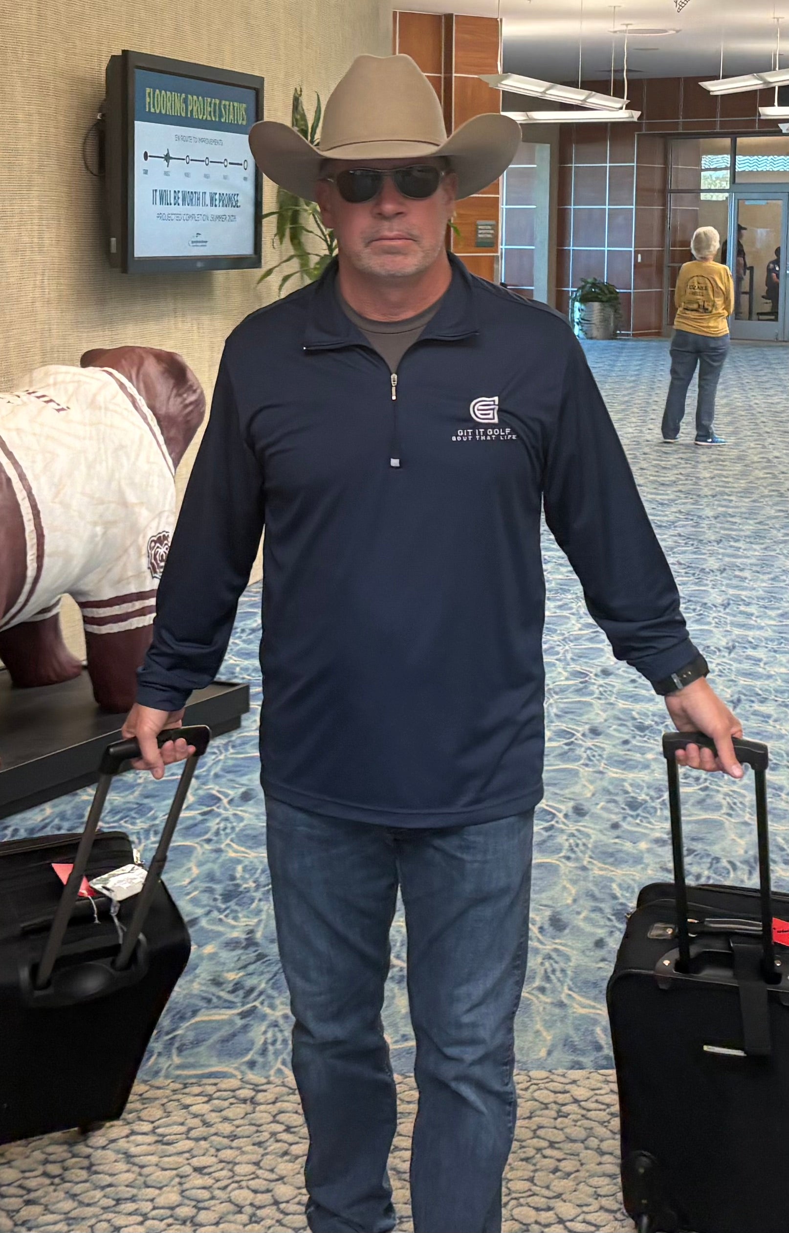 Embroidered Quarter-Zip Pullover — Lightweight Tri-Blend Performance