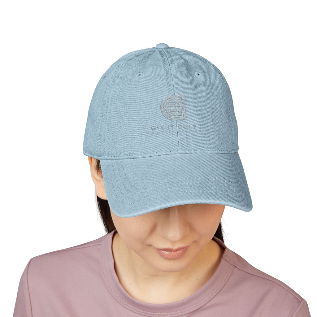 Golf Embroidered Denim Hat | Casual Outdoor Accessory | Gift for Golf Lovers, Sports Cap, Summer Hat, Adjustable Fit, Great for Events