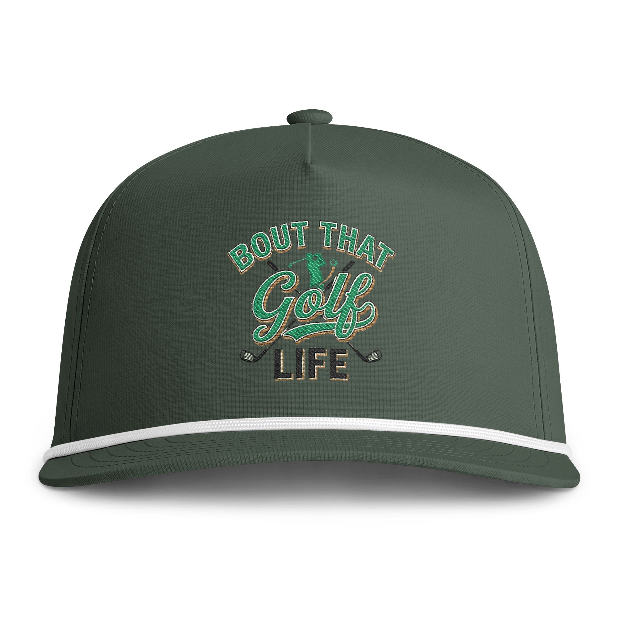 Golf Life Rope Cap — "Bout That Golf Life" Embroidered Sunwashed Hat